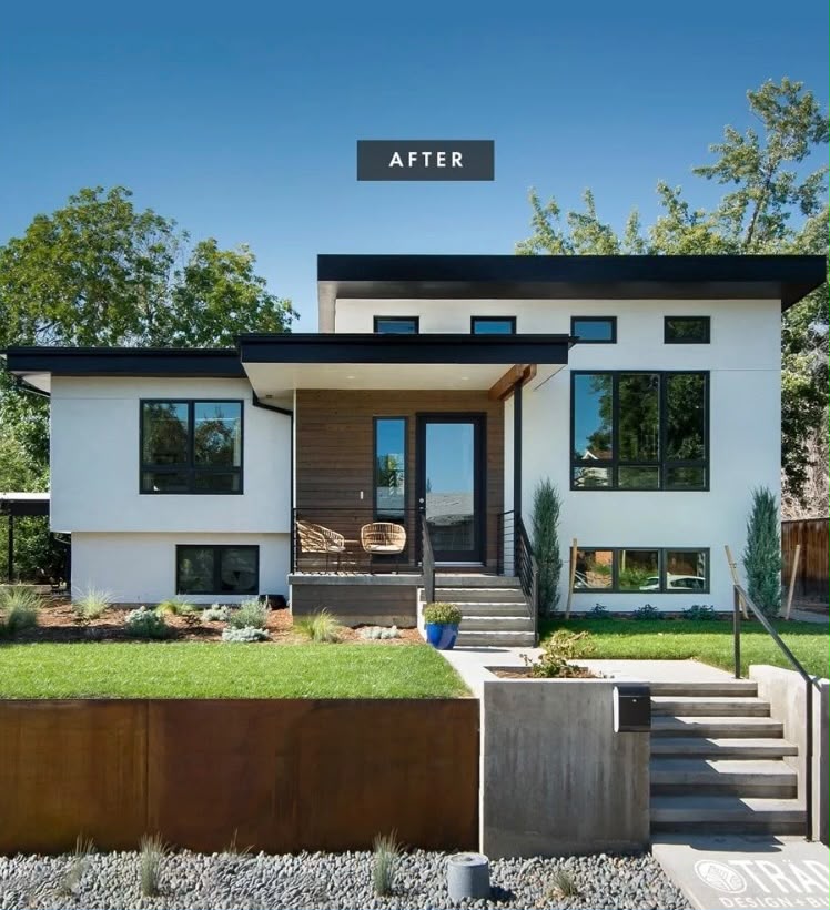 Modernized home exterior after renovation